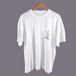 Vintage Key West Sailboat Pocket Tee White Cotton Graphic Boxy Fit Nautical